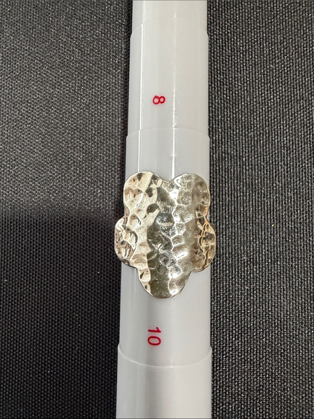 Mexican Silver Hammered Floral Silver-Tone Statement Ring - Women's Accessories